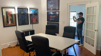 Example of recording a room by moving around and pointing the camera at different areas